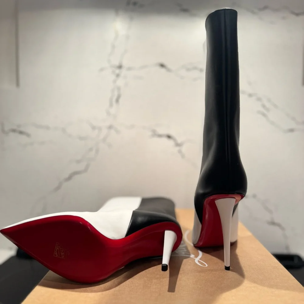 NIB Christian Louboutin Astrilarge Black and White Boots 41 - Picture 9 of 12